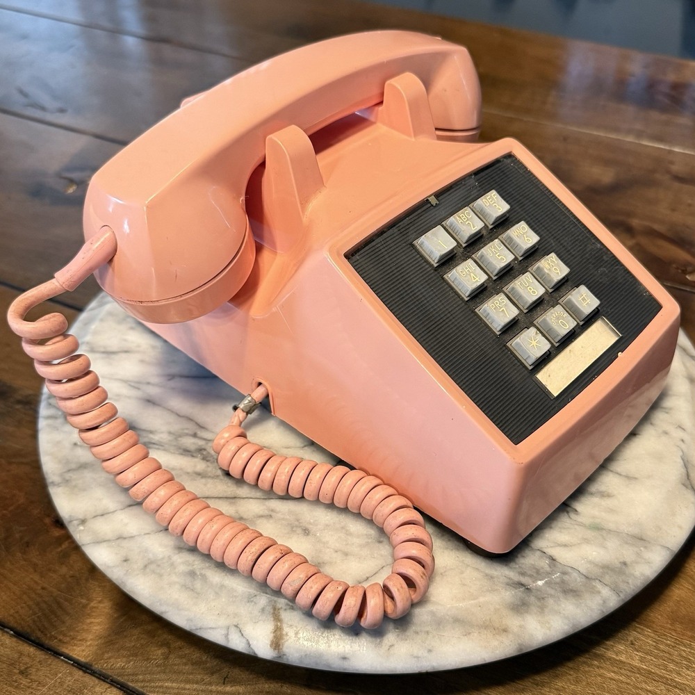 VTG 70s MCM PInk & Black Western Electric 2500 Touch Tone 12 Button Desk Phone